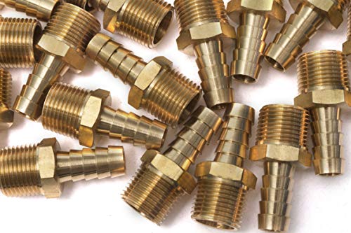LTWFITTING Brass Barbed Fitting Coupler/Connector 3/8-Inch Male BSPT x 3/8-Inch(10mm) Hose Barb Fuel Gas Water (Pack of 500)