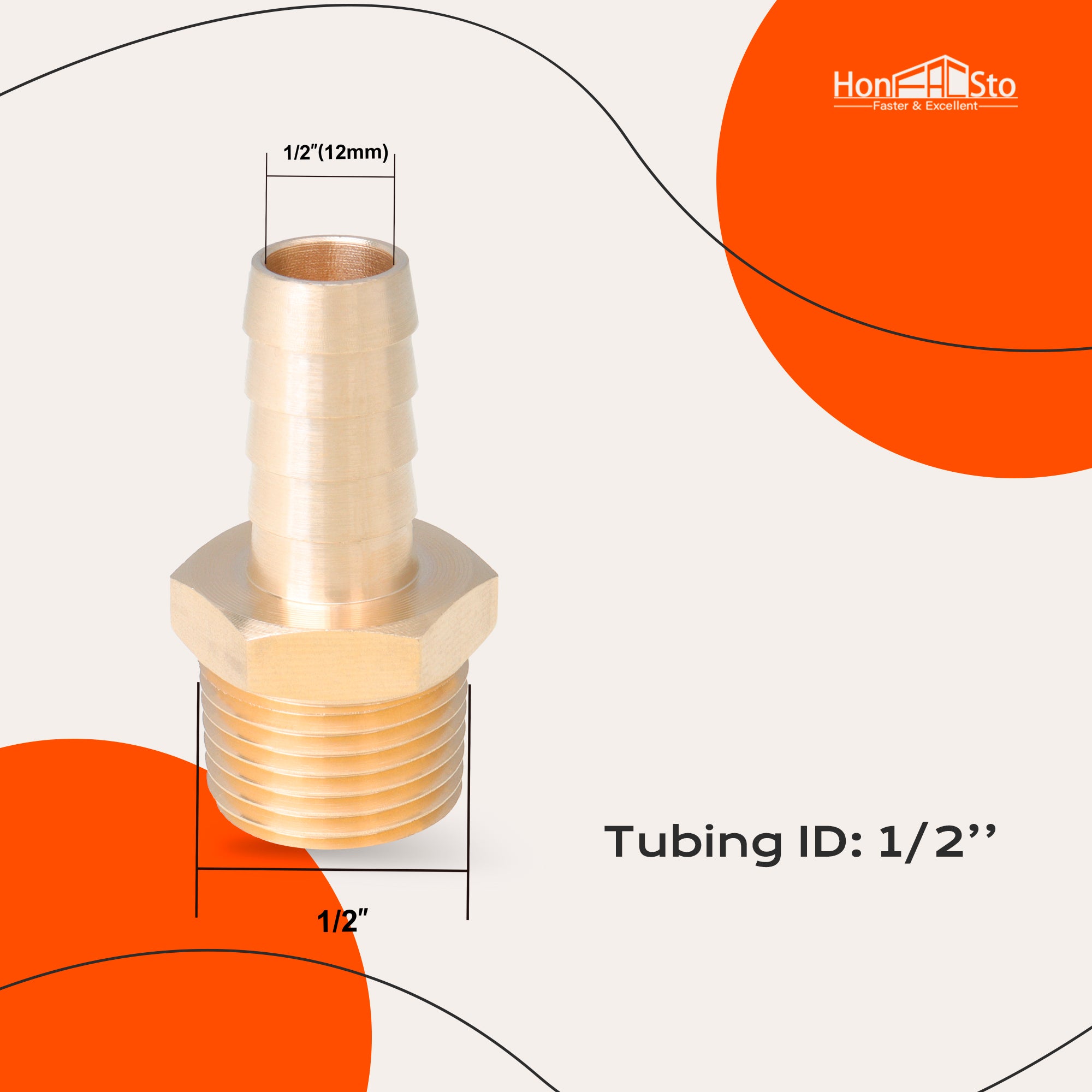 Interstate Pneumatics Brass Hose Barb Fitting - 5/8" Barb X 1/2" NPT Male Connector (FM88-5)