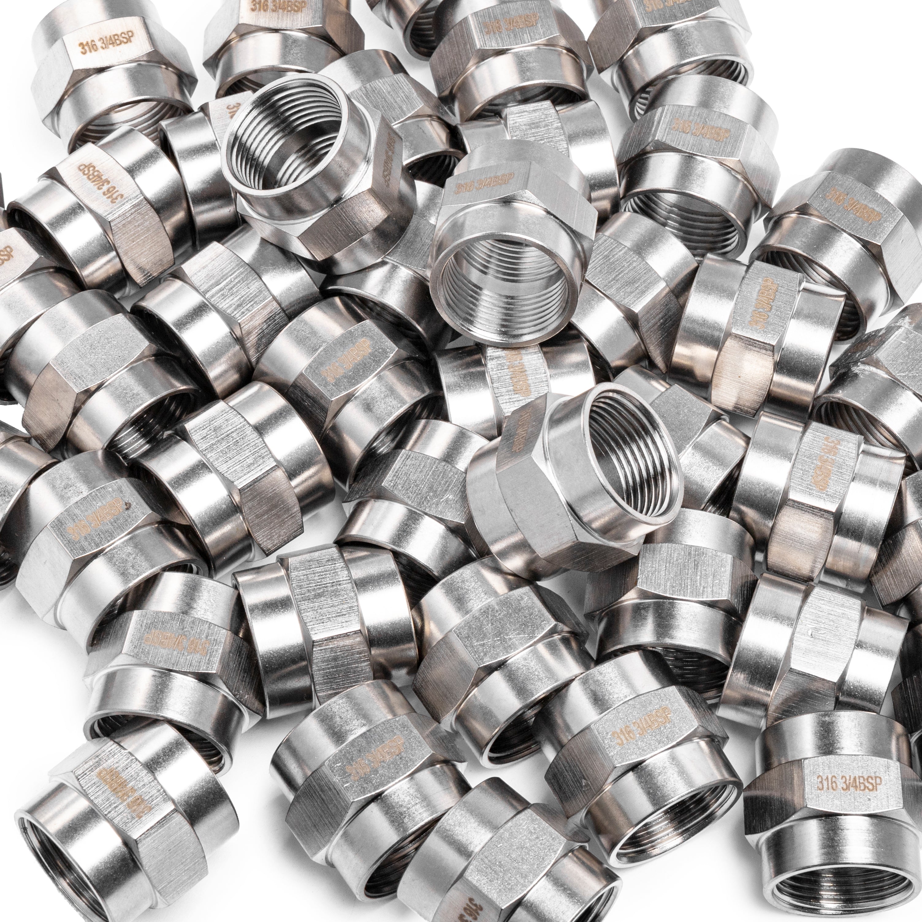 LTWFITTING Stainless Steel 316 BSP Pipe Fitting 3/4-Inch Female BSPP Coupling Air Fuel Boat (Pack of 150)
