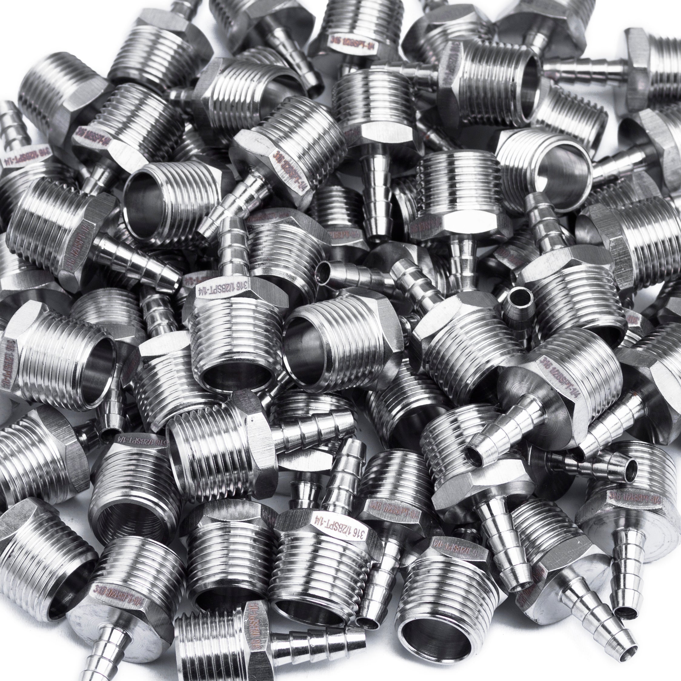 LTWFITTING Stainless Steel 316 Barbed Fitting Connector 1/2-Inch Male BSPT x 1/4-Inch(6mm) Hose Barb Fuel Gas (Pack of 400)