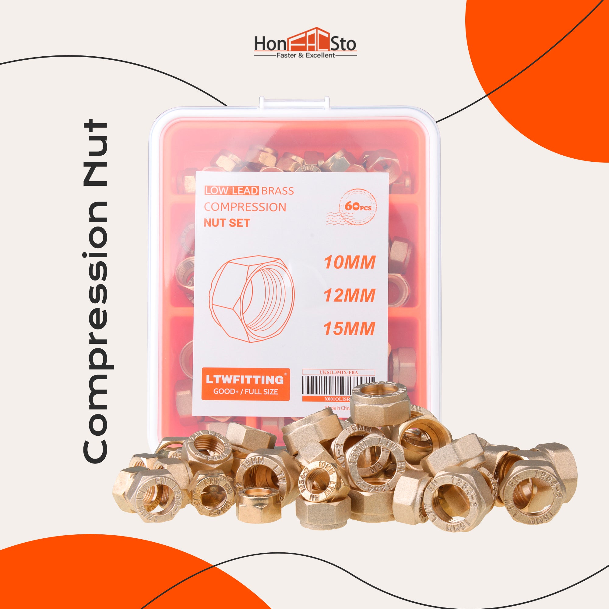 Brass Compression Nut 10/12/15 MM OD Assortment Kit LTWFITTING ...