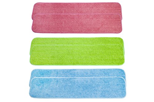 LTWHOME 24 Inch Multi-Color Combination Microfiber Commercial Mop Refill Pads Fit for Wet or Dry Floor Cleaning (Pack of 6)