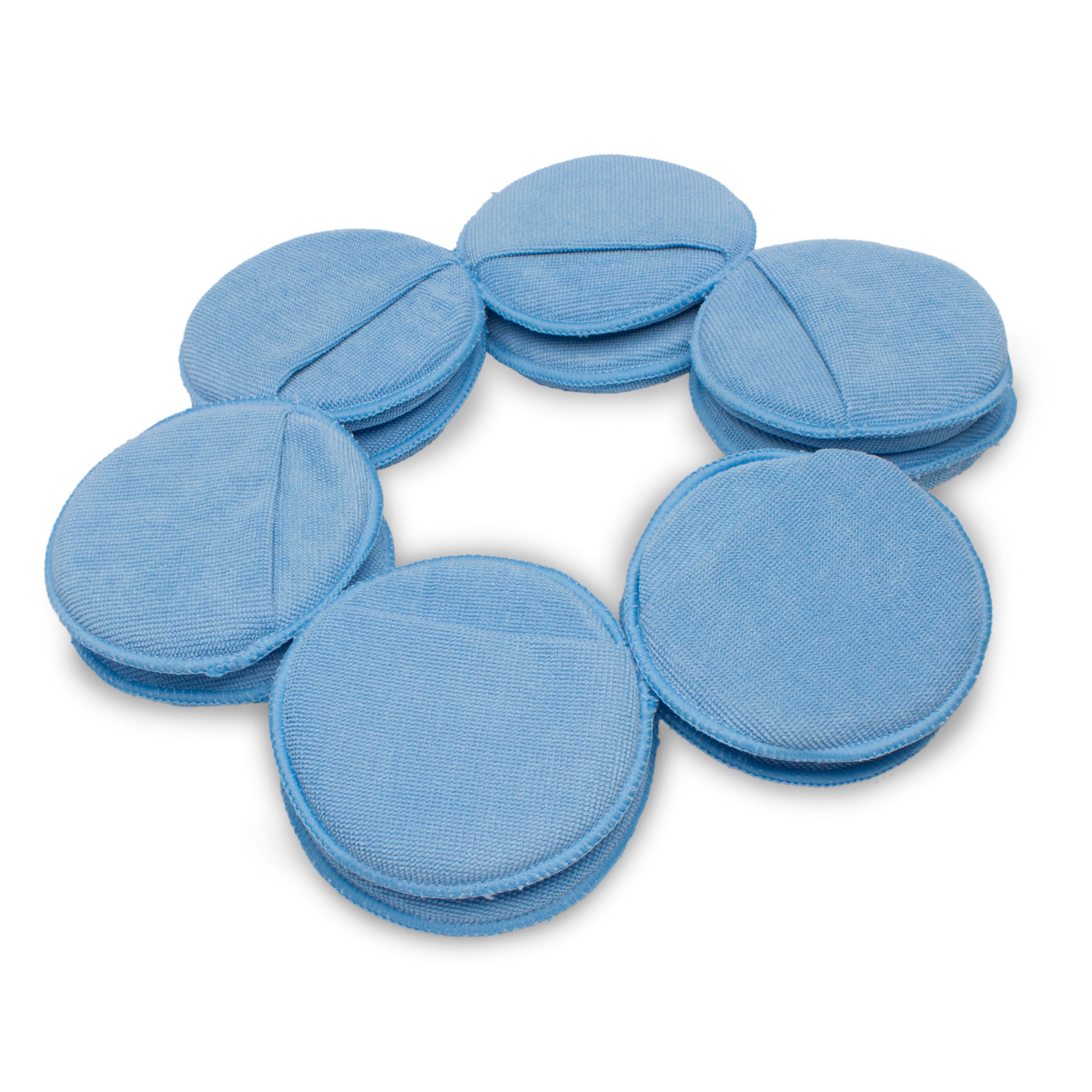LTWHOME Blue Microfiber Wax Polish Applicator Cleaning Detailing Foam Sponge Pad with Finger Pocket for Cars Part Number CWABH(Pack of 12)