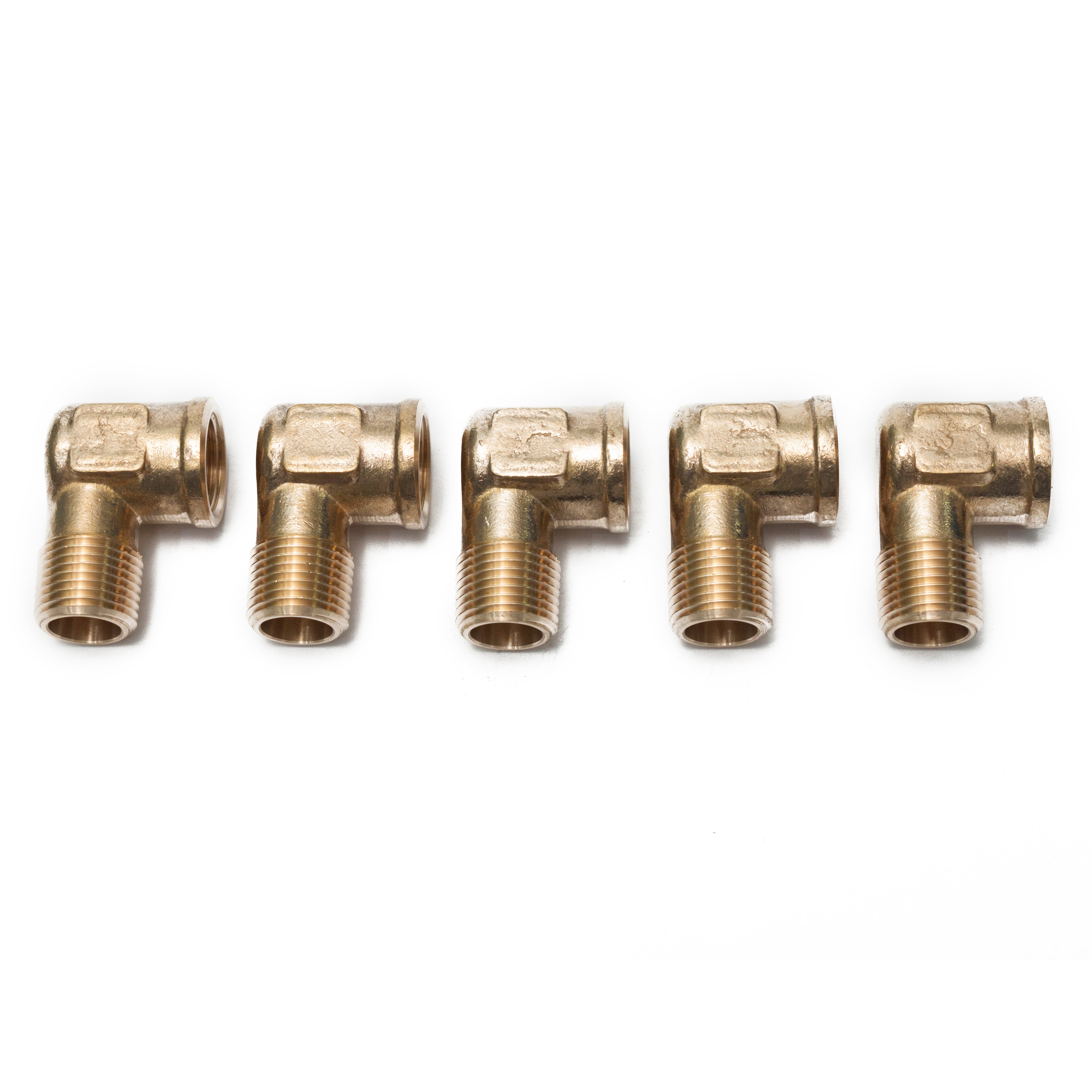 LTWFITTING Brass BSP Pipe 90 Deg 1/2-Inch BSPP Street Elbow Forged Fitting Fuel Air Boat (Pack of 5)