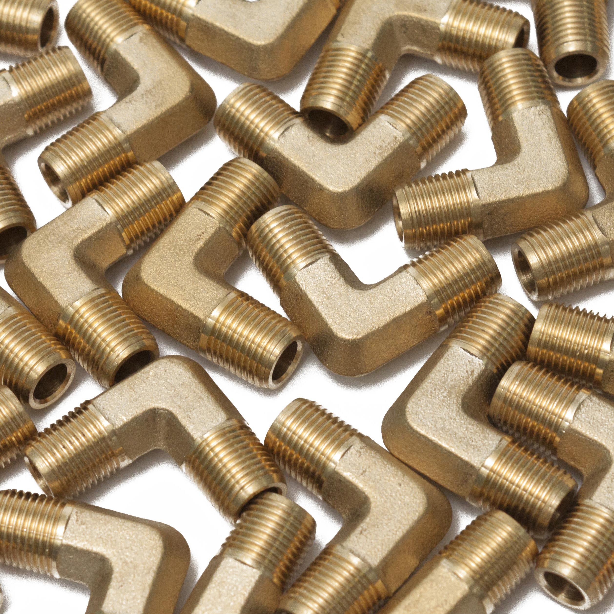 LTWFITTING Brass BSP Pipe Male 90 Deg Elbow Fitting 1/8-Inch BSPP Water Fuel (Pack of 700)