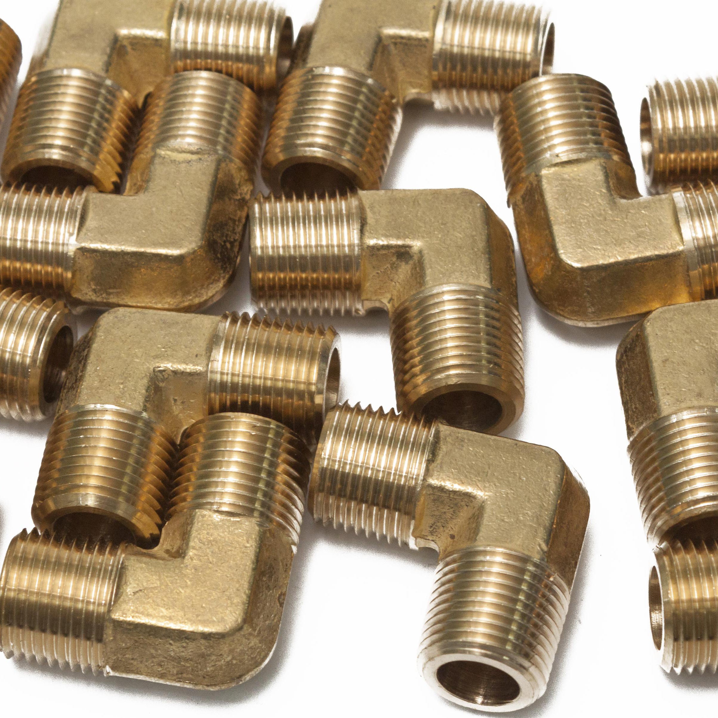 LTWFITTING Brass BSP Pipe Male 90 Deg Elbow Fitting 3/8-Inch BSPP Water Fuel (Pack of 200)