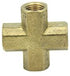 LTWFITTING Brass BSP Pipe Female Cross Fitting 1/8-Inch BSPP 4 Way Fuel Air Water (Pack of 5)