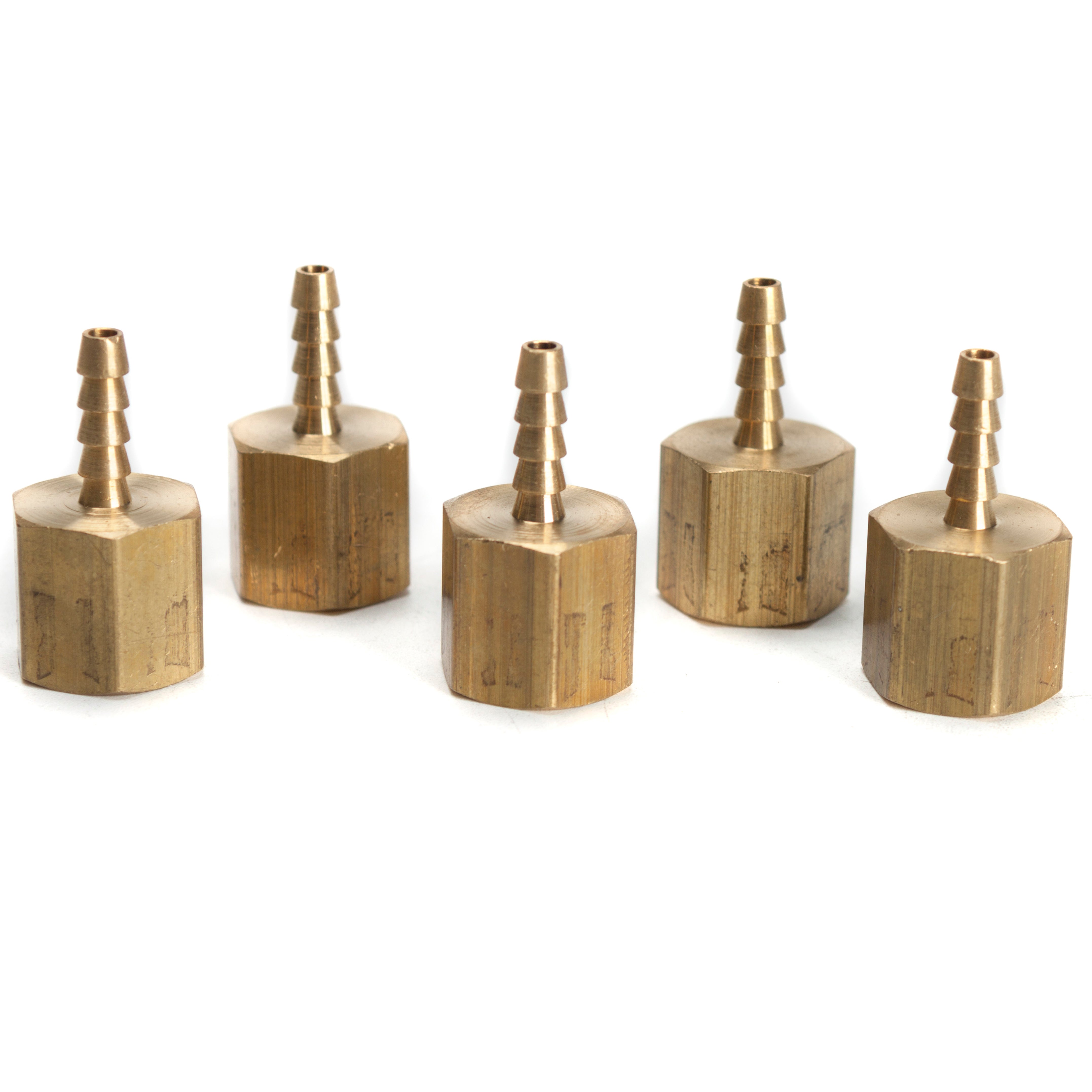LTWFITTING Brass BSP Fitting Coupler / Adapter 1/4-Inch Female BSPP x 1/8-Inch(3mm) Hose Barb Fuel Gas Water (Pack of 5)