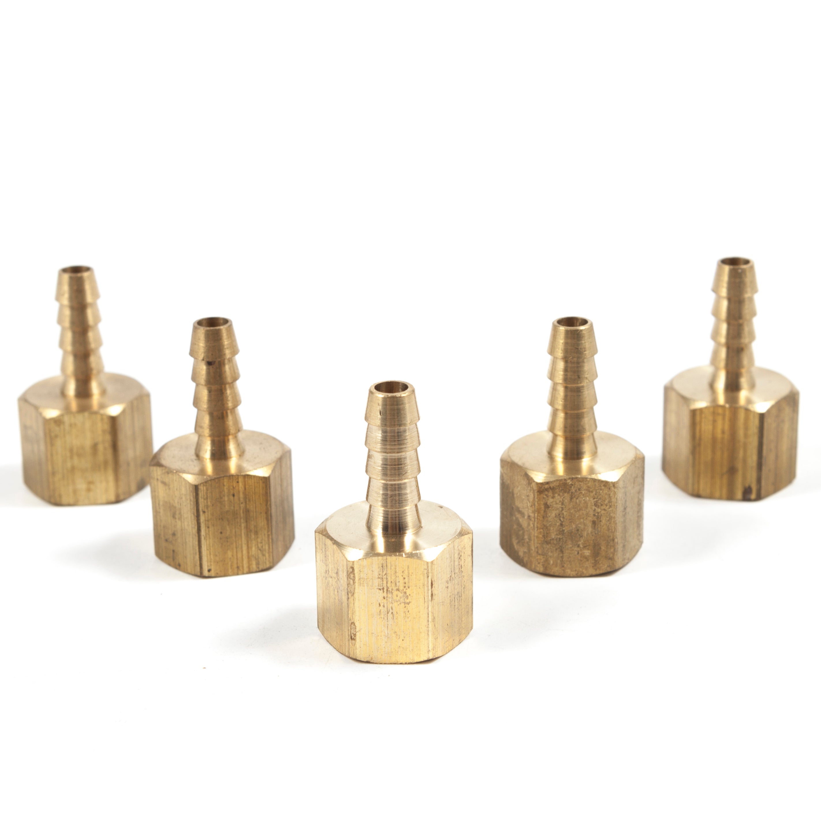 LTWFITTING Brass BSP Fitting Coupler/Adapter 1/8-Inch Female BSPP x 1/4-Inch(6mm) Hose Barb Fuel Gas Water (Pack of 5)