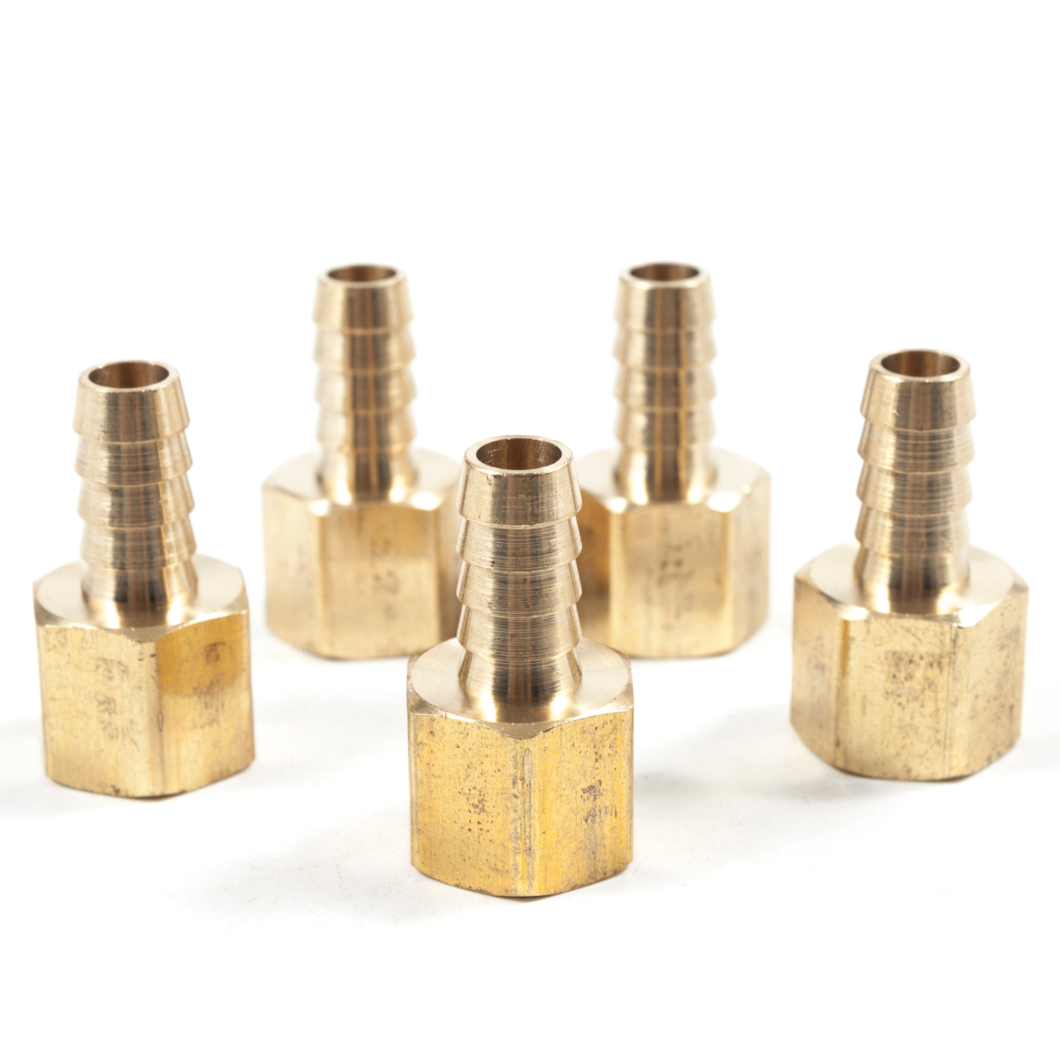 LTWFITTING Brass BSP Fitting Coupler / Adapter 3/8-Inch Female BSPP x 3/8-Inch(10mm) Hose Barb Fuel Gas Water (Pack of 5)
