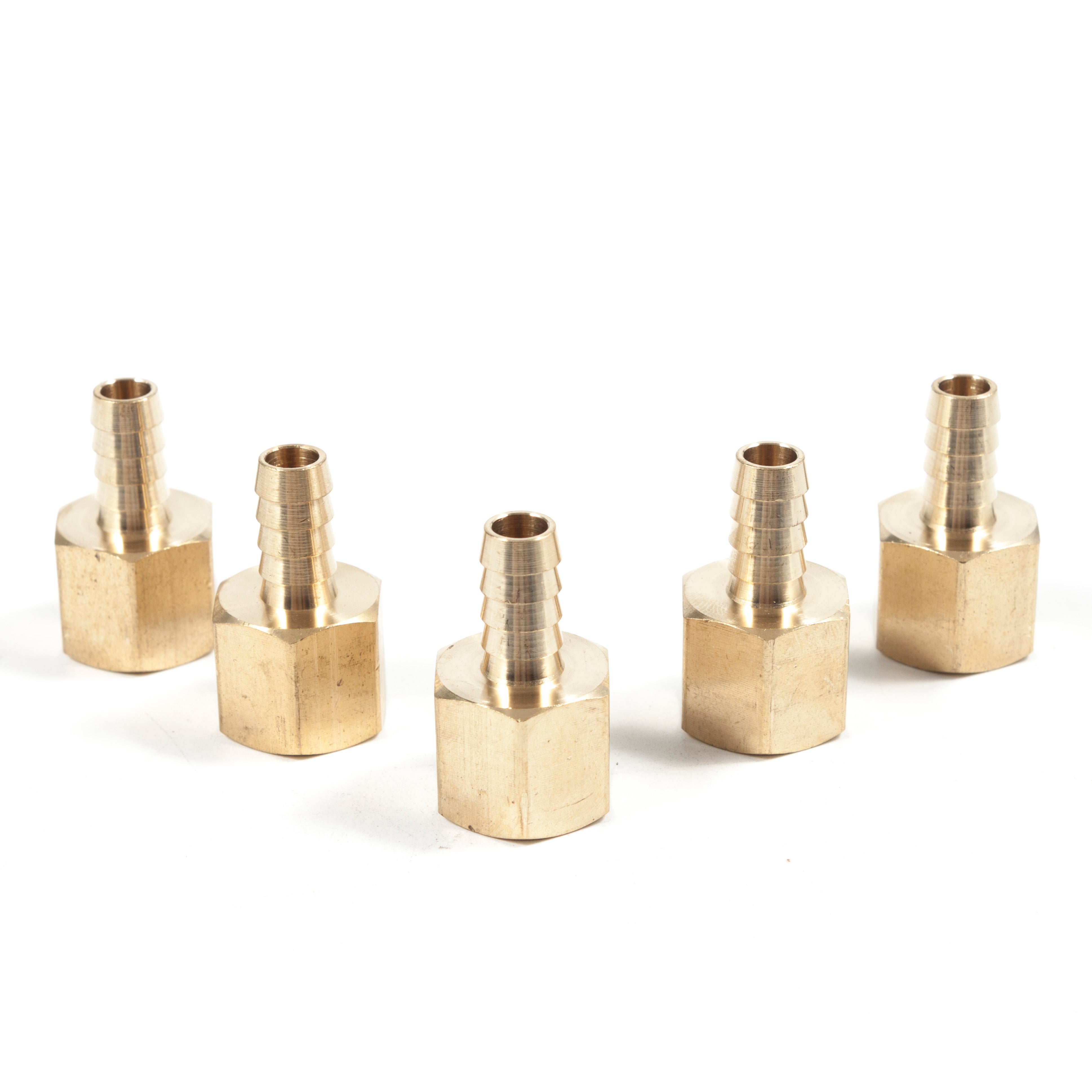 LTWFITTING Brass BSP Fitting Coupler / Adapter 1/2-Inch Female BSPP x 3/8-Inch(10mm) Hose Barb Fuel Gas Water (Pack of 5)