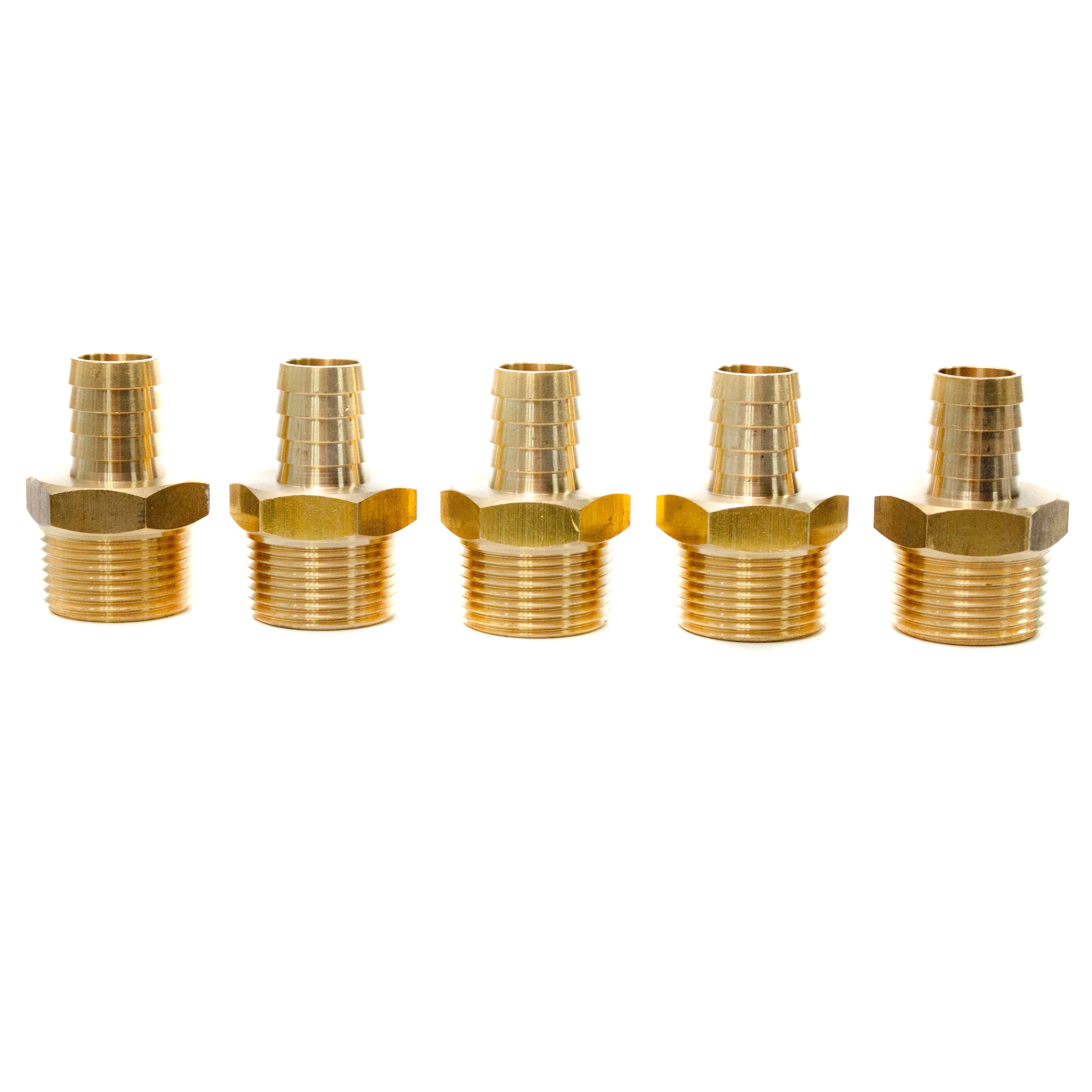 LTWFITTING Brass BSP Barbed Fitting Coupler / Connector 1-Inch Male BSPP x 3/4-Inch(19mm)Hose Barb Fuel Gas Water (Pack of 5)