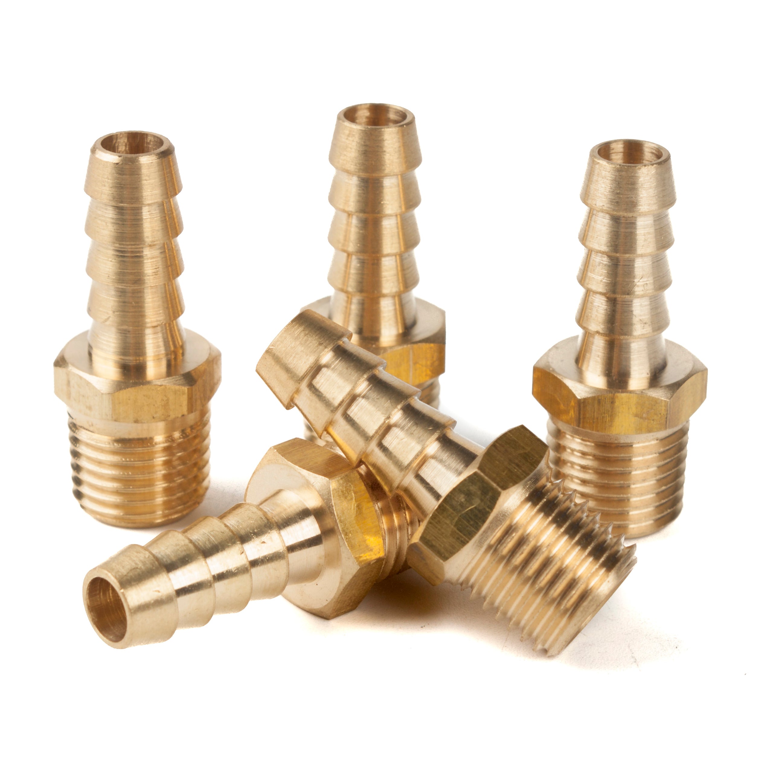 LTWFITTING Brass BSP Barbed Fitting Coupler/Connector 1/4-Inch Male BSPP x 5/16-Inch(8mm) Hose Barb Fuel Gas Water (Pack of 5)