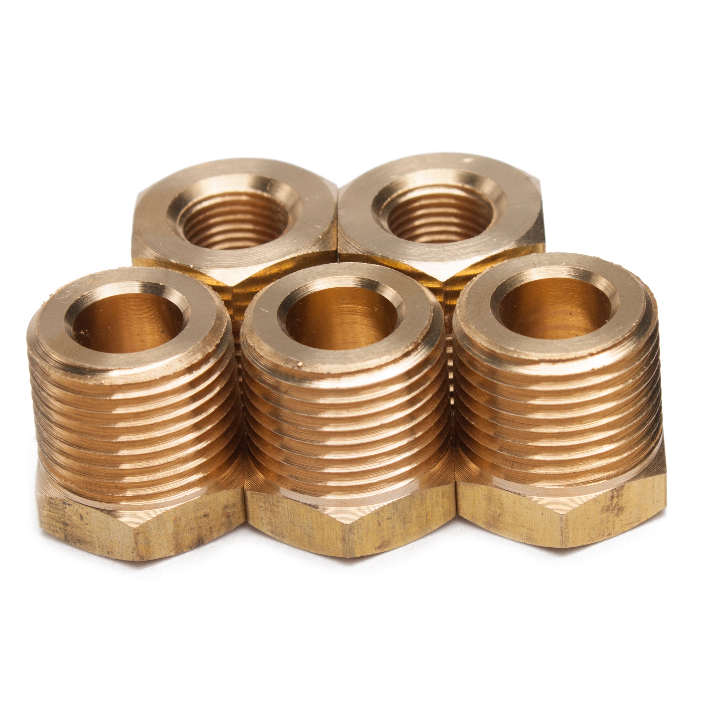 LTWFITTING Brass Pipe Hex Bushing Reducer Fittings 3/8-Inch Male BSPT x 1/8-Inch Female BSPP (Pack of 5)