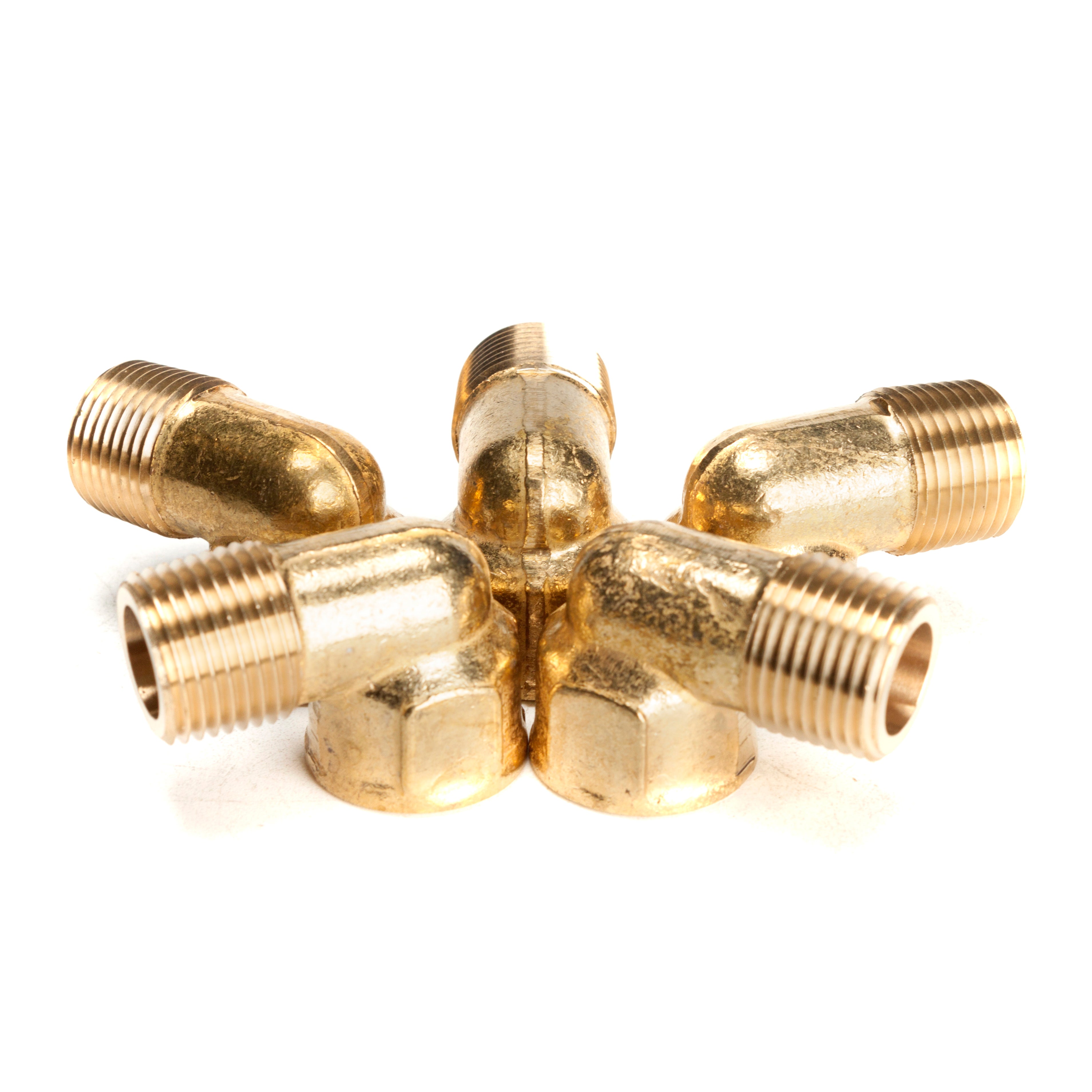 LTWFITTING Brass Pipe 90 Deg 3/8-Inch Male BSPT x 3/8-Inch Female BSPP Street Elbow Forged Fitting Fuel Air Boat (Pack of 5)