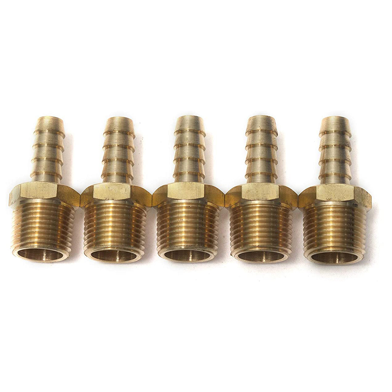 LTWFITTING Brass Barbed Fitting Coupler/Connector 3/8-Inch Male BSPT x 5/16-Inch(8mm) Hose Barb Fuel Gas Water (Pack of 5)
