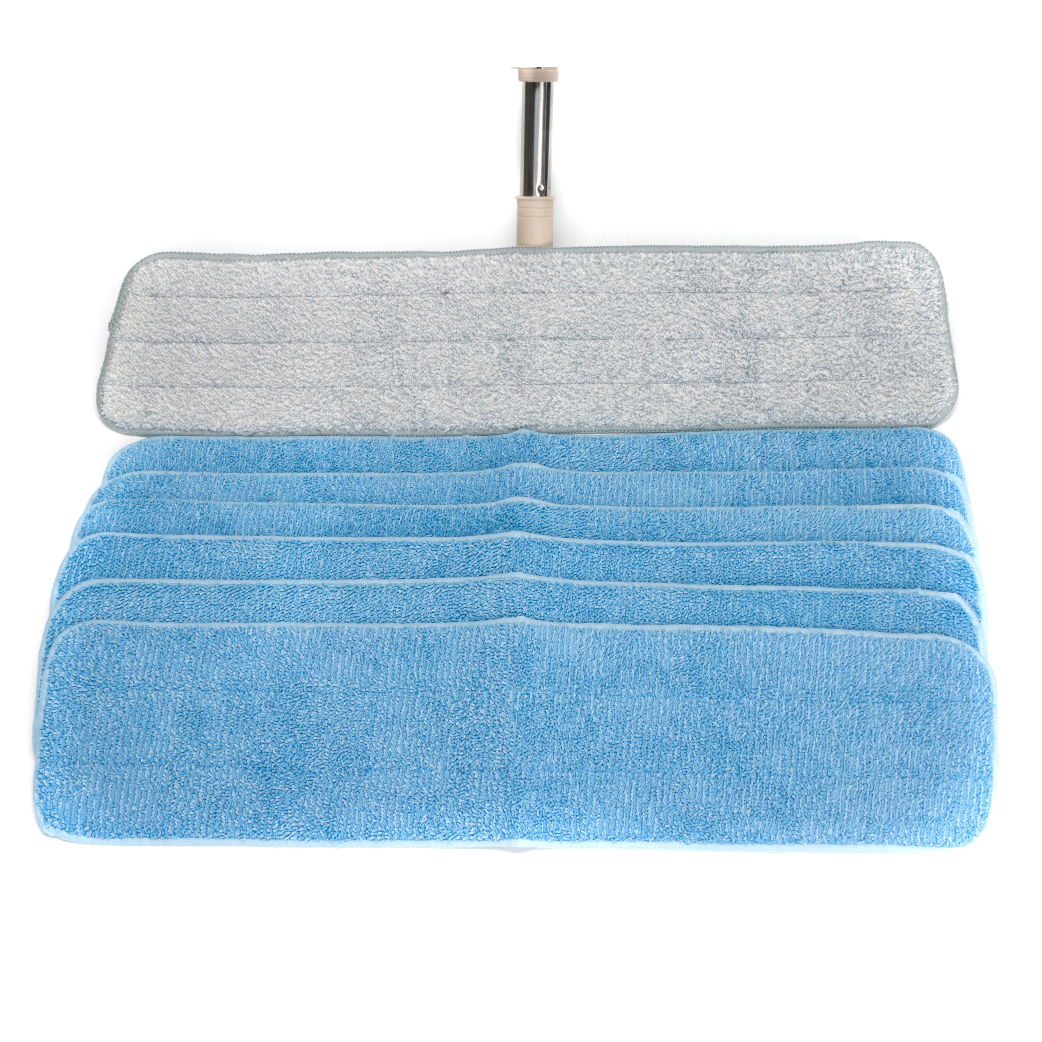 LTWHOME Value Pack of Aluminum Detachable 24'' Flat Mop for Floor, Wall,Window + 6pcs Microfiber Mop Pad Refills (Color Blue)