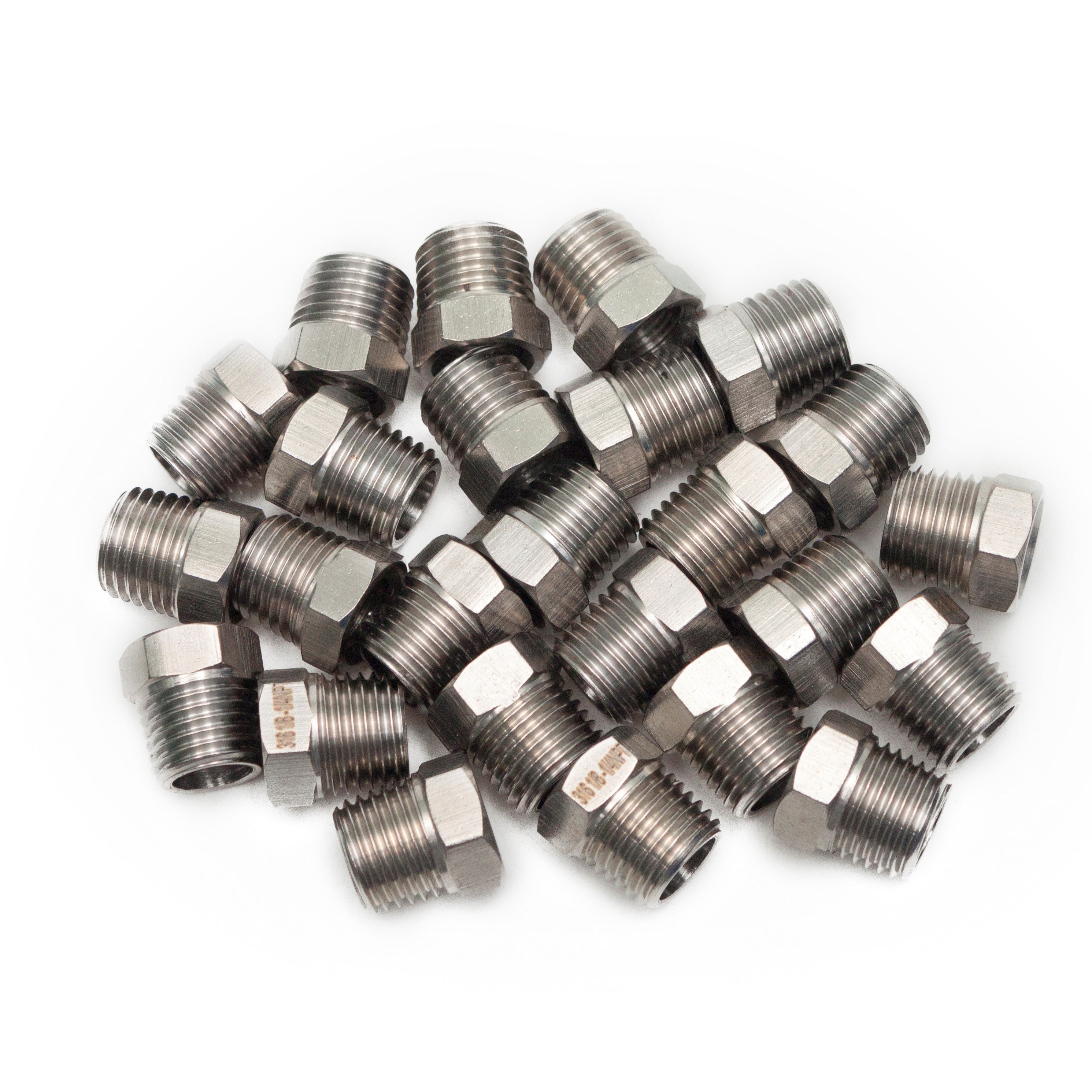 LTWFITTING Stainless Steel 316 Pipe Hex Bushing Reducer Fittings 1/4-Inch Male BSPT x 1/8-Inch Female BSPP Air Fuel Boat (Pack of 25)