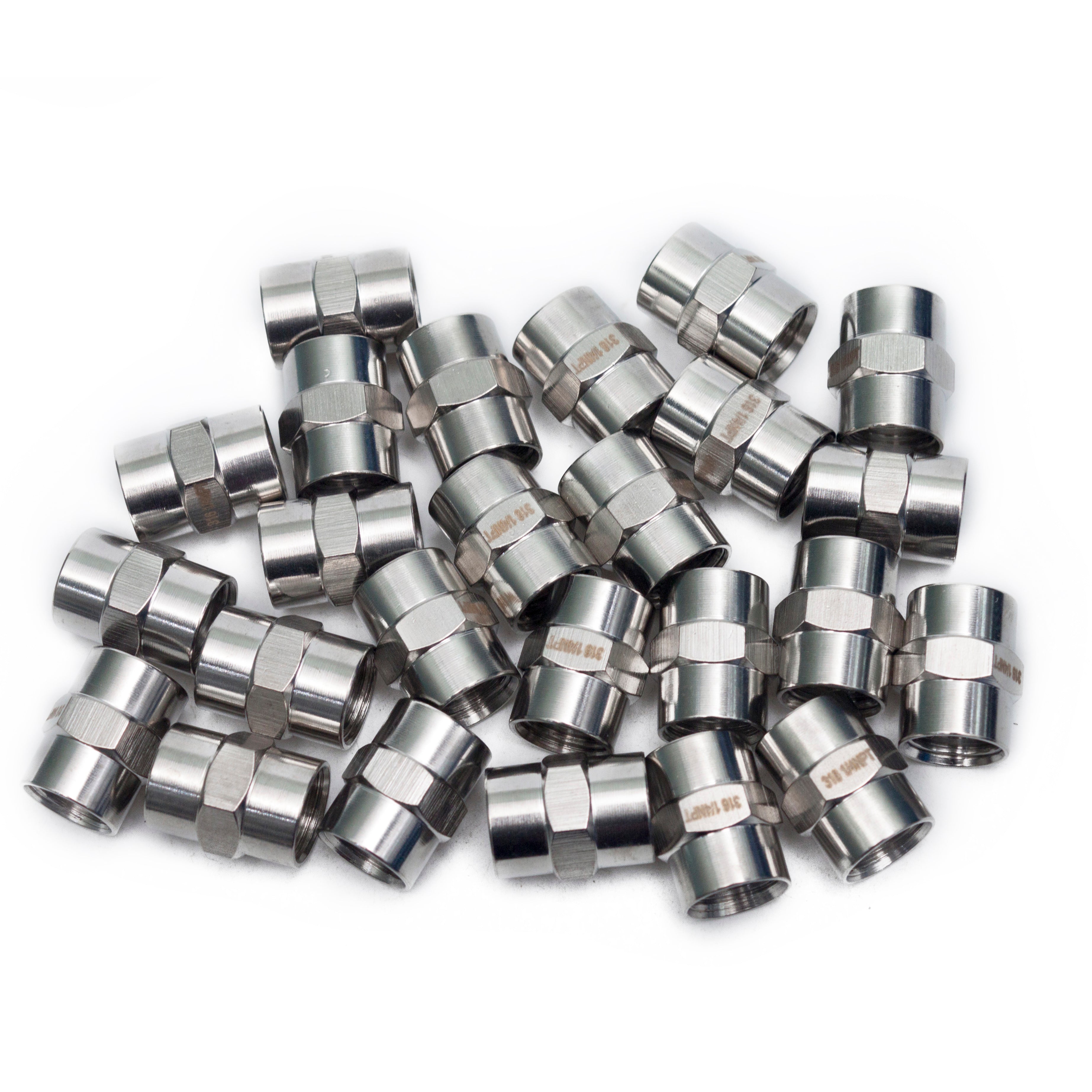 LTWFITTING Bar Production Stainless Steel 316 Pipe Fitting 1/4-Inch Female BSPP Coupling Boat Air Fuel(Pack of 25)