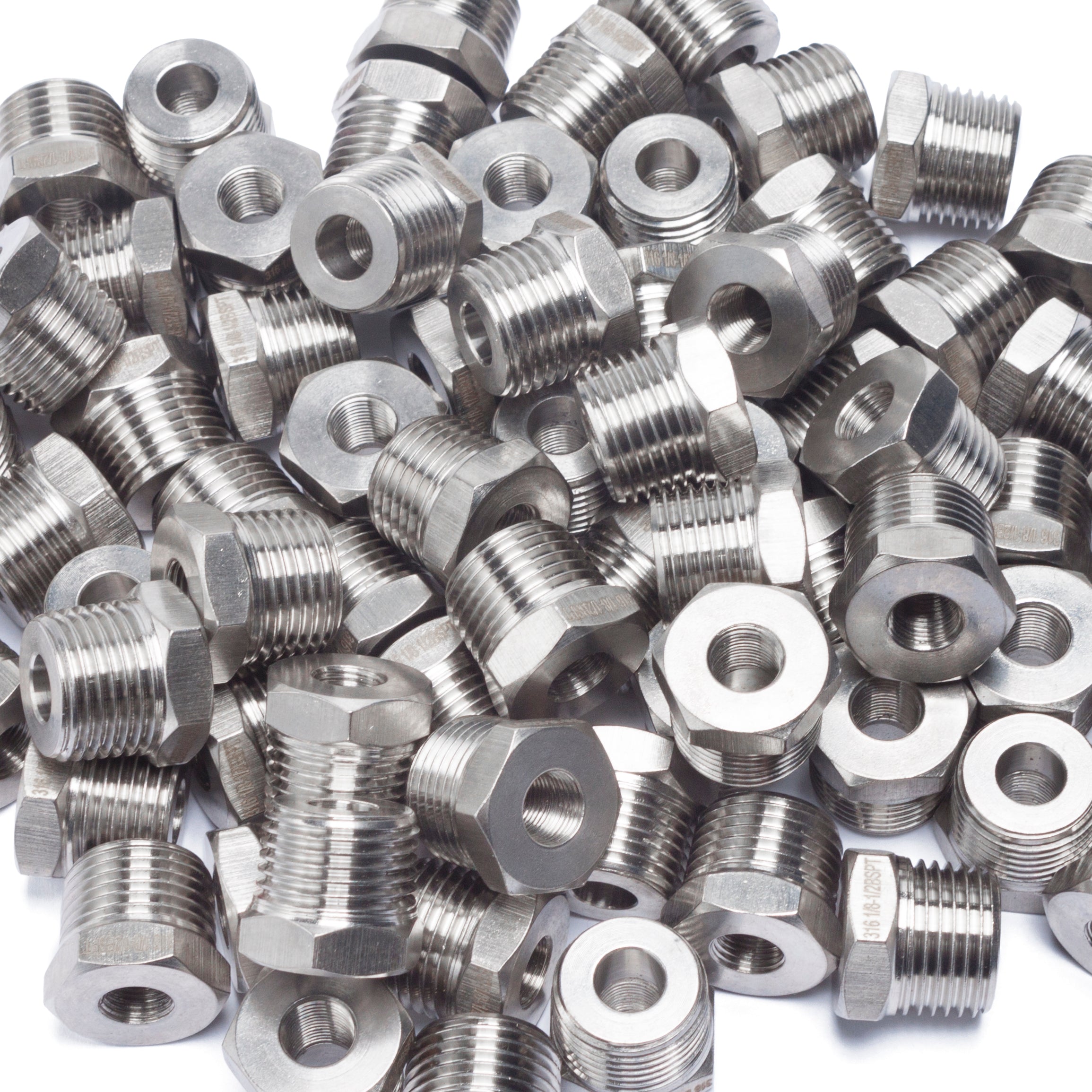 LTWFITTING Stainless Steel 316 Pipe Hex Bushing Reducer Fittings 1/2-Inch Male BSPT x 1/8-Inch Female BSPP (Pack of 250)