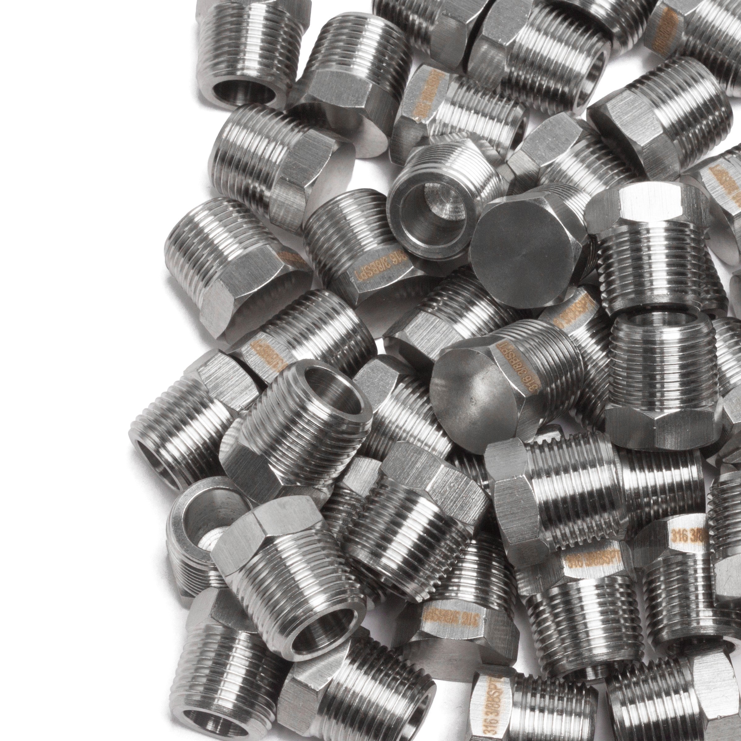 LTWFITTING Stainless Steel 316 Pipe Hex Head Plug Fittings 3/8-Inch Male BSPT Air Fuel Boat (Pack of 500)