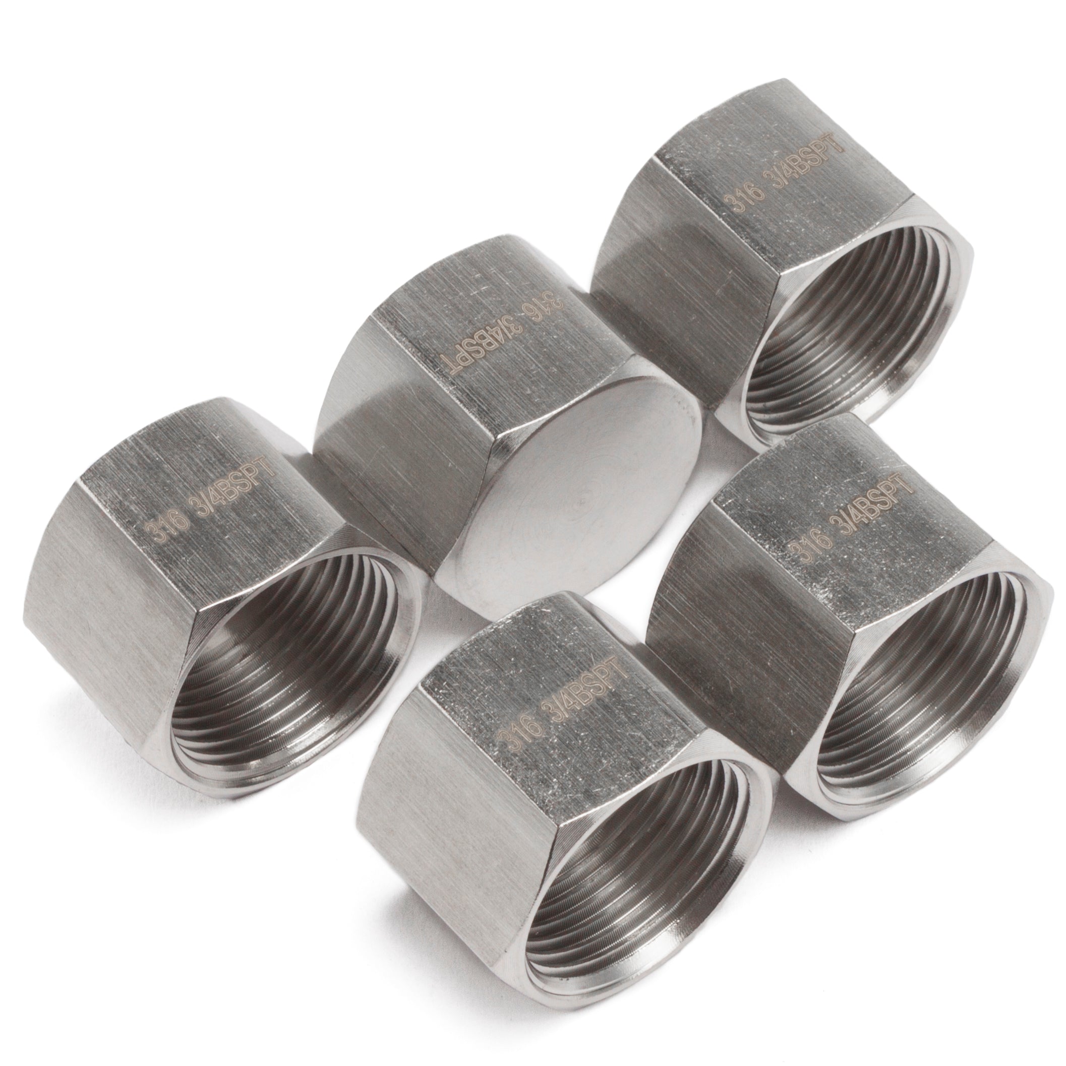 LTWFITTING Stainless Steel 316 Pipe Cap Fittings 3/4-Inch BSPT Air Fuel Water Boat (Pack of 5)