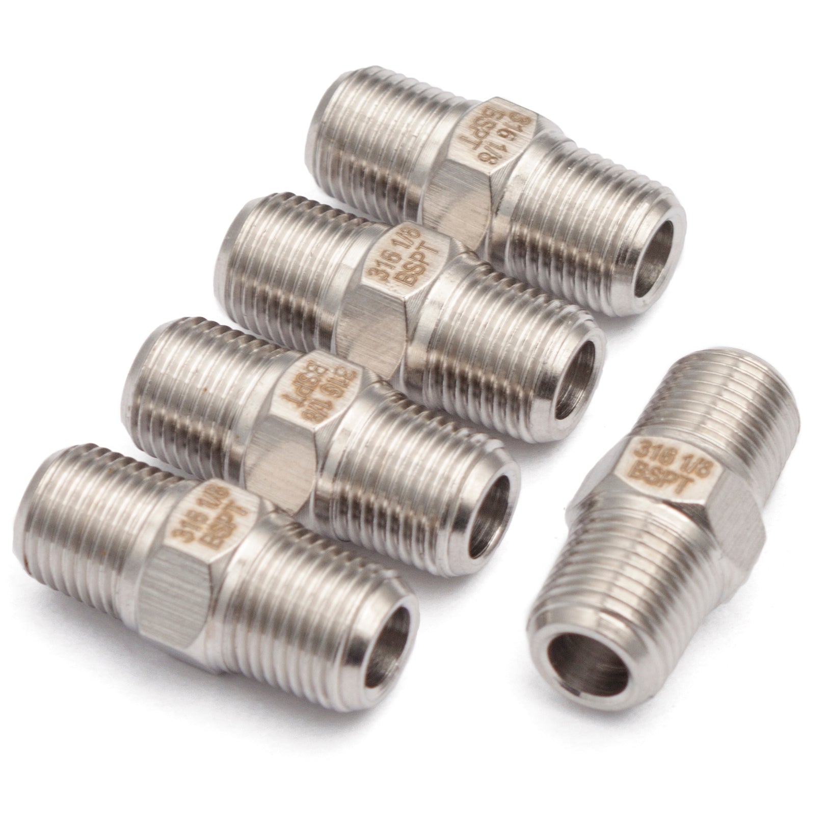LTWFITTING Class 3000 Stainless Steel 316 Pipe Hex Nipple Fitting 1/8-Inch Male BSPT Air Fuel Water (Pack of 5)