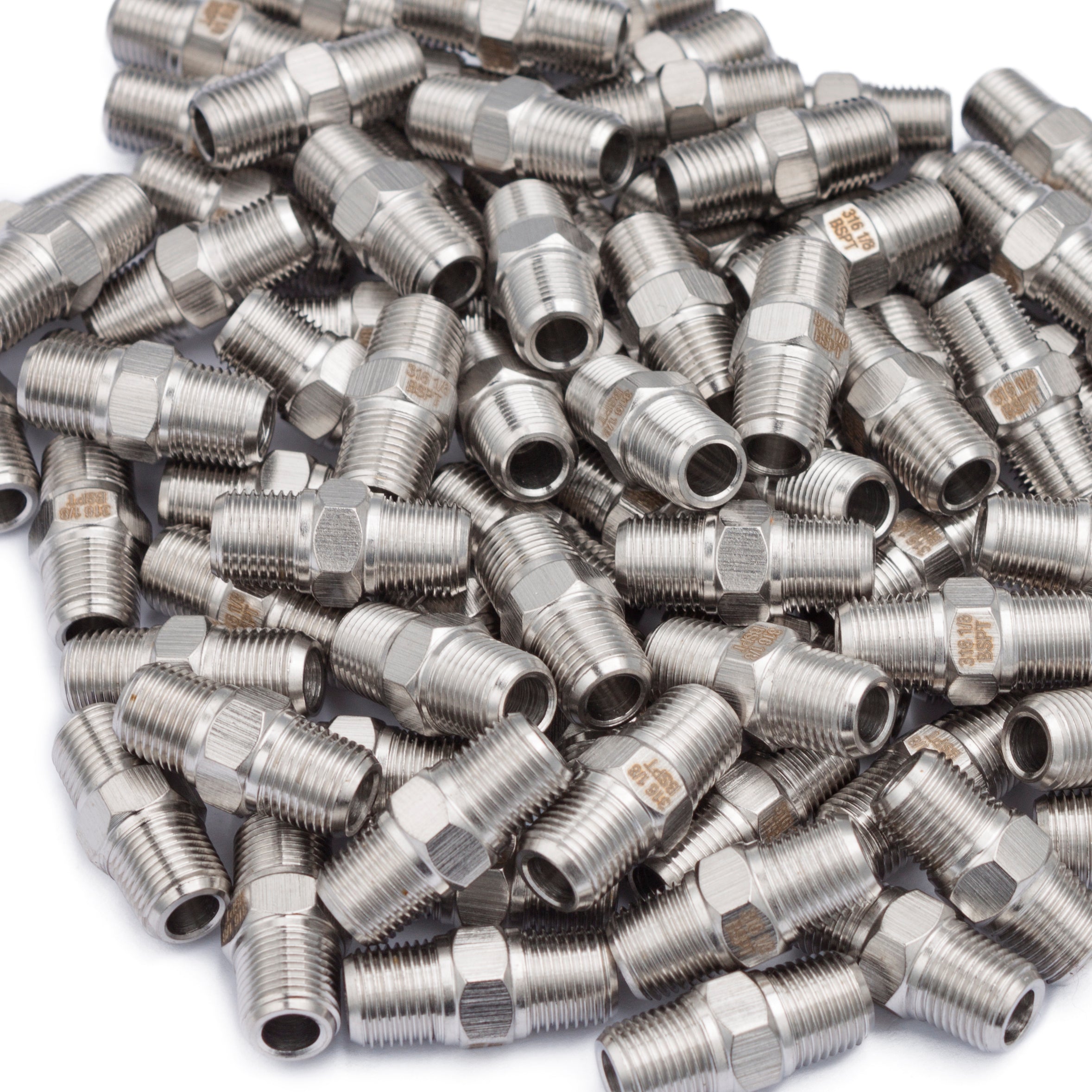 LTWFITTING Class 3000 Stainless Steel 316 Pipe Hex Nipple Fitting 1/8-Inch Male BSPT Air Fuel Water (Pack of 1200)