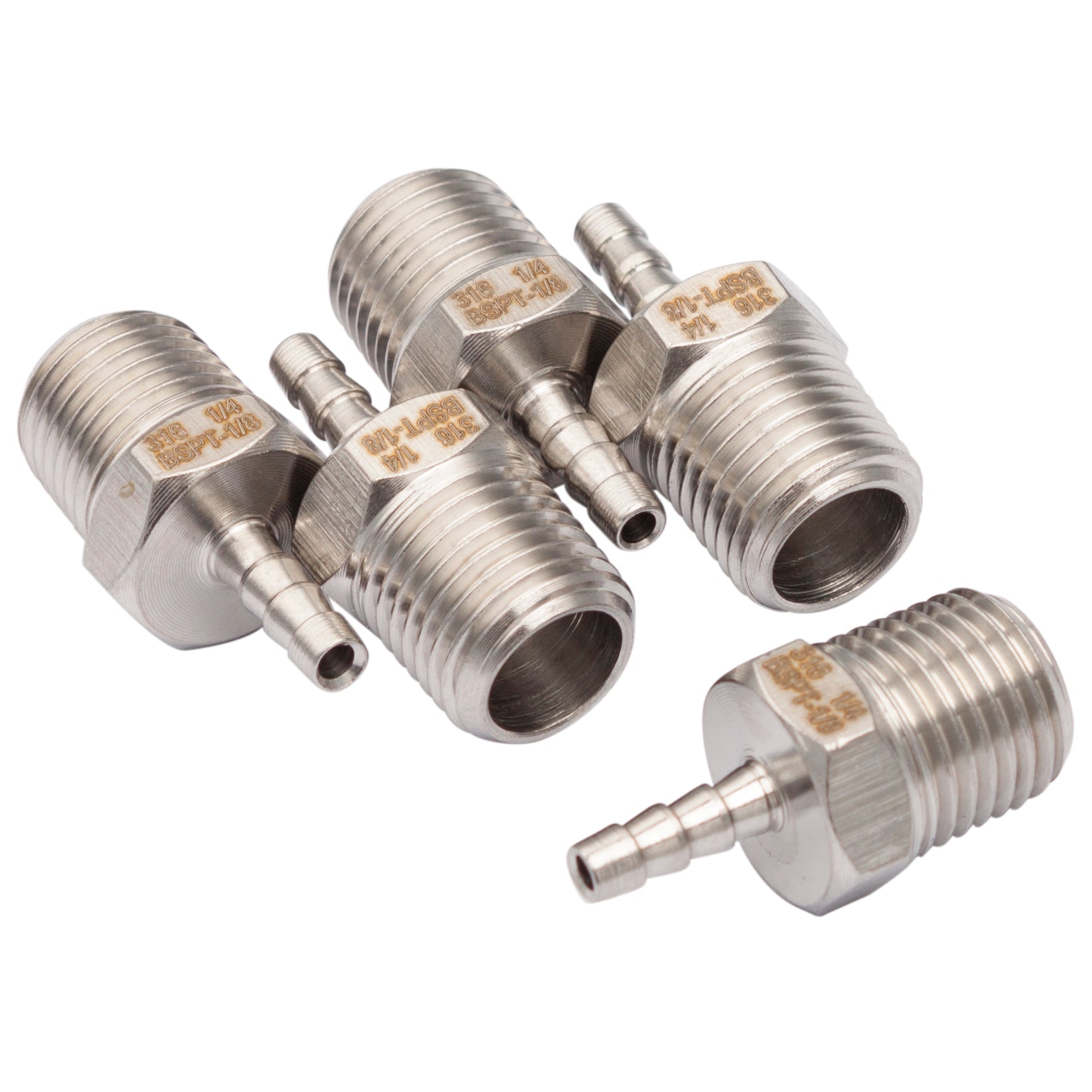 LTWFITTING Stainless Steel 316 Barbed Fitting Coupler/Connector 1/4-Inch Male BSPT x 1/8-Inch(3mm) Hose Barb Fuel Gas Water (Pack of 5)